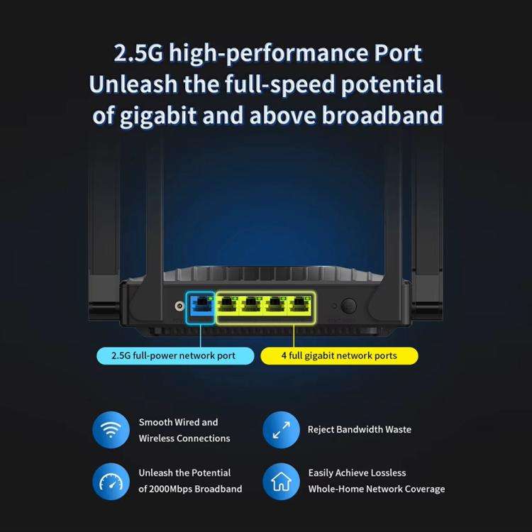 COMFAST CF-WR673BE WiFi 7 Gigabit Dual-Band 2700M Gaming Wireless Router, Plug:EU Plug(Black)