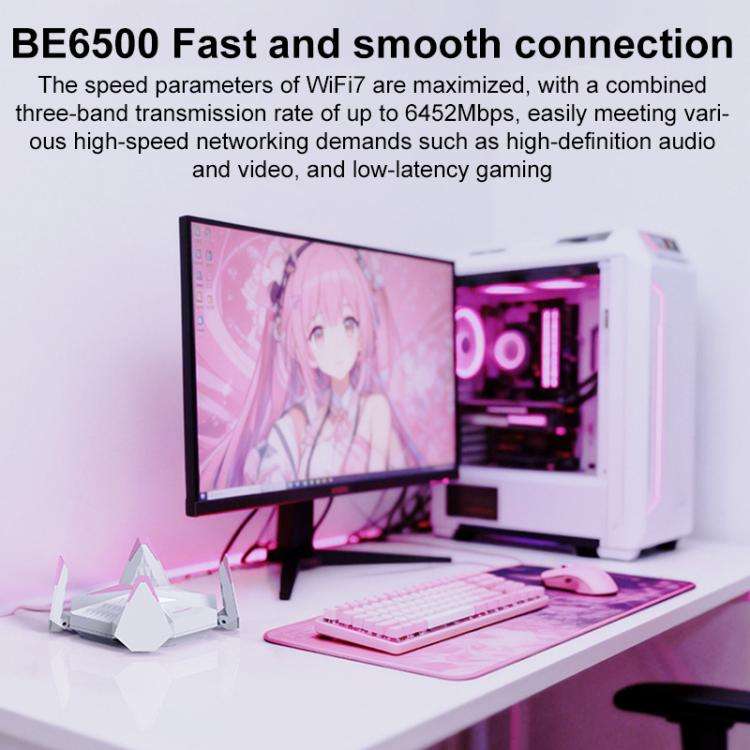 COMFAST CF-988BE 6500Mbps WiFi7 USB 3.0 Tri-Band Driverless Wireless Network Adapter(Pink White)