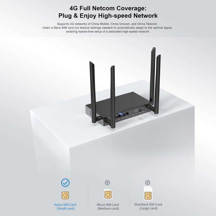 COMFAST CF-E15 Industrial Grade 4G SIM to Ethernet / WiFi Router, Plug:EU Plug(Black)