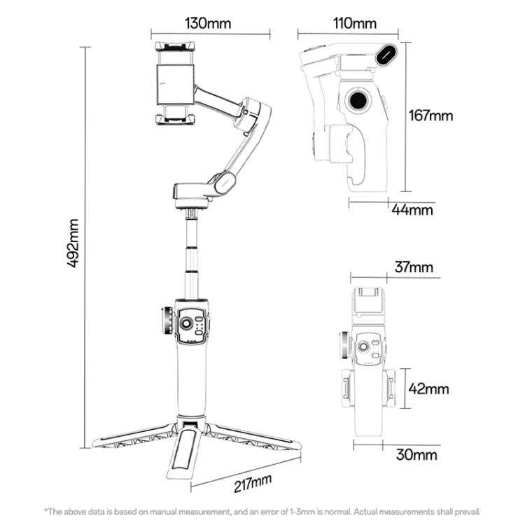 Yesido SF32 Telescopic 3-Axis Gimbal Selfie Stick(Black)