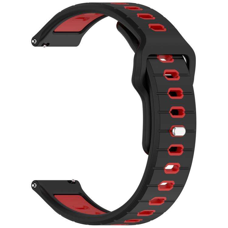 For Amazfit Helio Strap Horizontal Stripes Reverse Buckle Two Color Silicone Watch Band(Black Red)