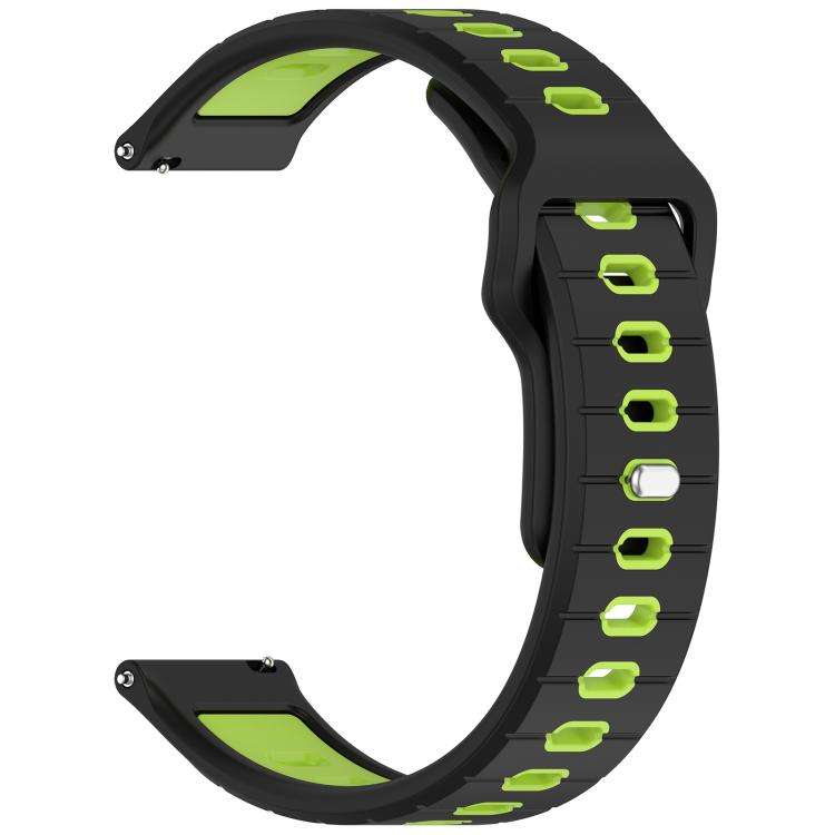 For Amazfit Helio Strap Horizontal Stripes Reverse Buckle Two Color Silicone Watch Band(Black Green)