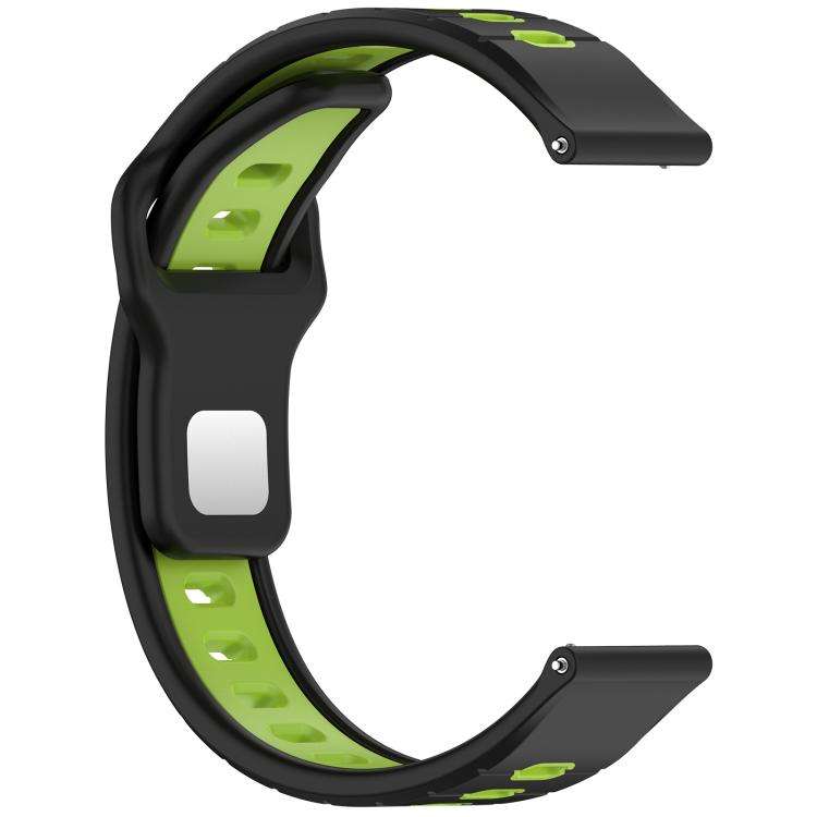 For Amazfit Helio Strap Horizontal Stripes Reverse Buckle Two Color Silicone Watch Band(Black Green)