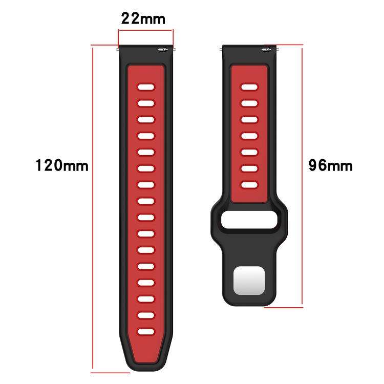 For Amazfit Helio Strap Horizontal Stripes Reverse Buckle Two Color Silicone Watch Band(Black Green)