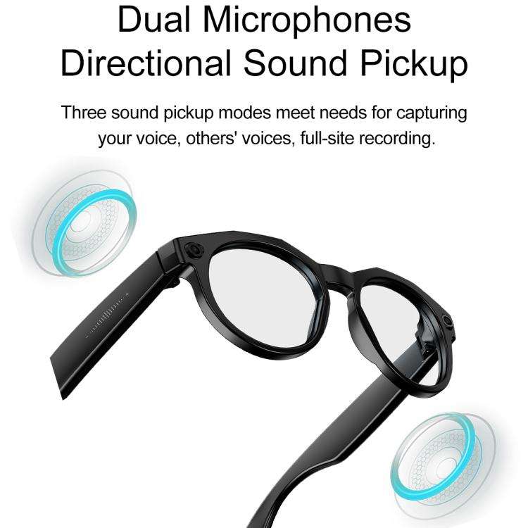 W611Pro Smart AI Glasses 8MP Camera, WIFI, AI Translation(Black Frame Anti-blue Light Lenses)