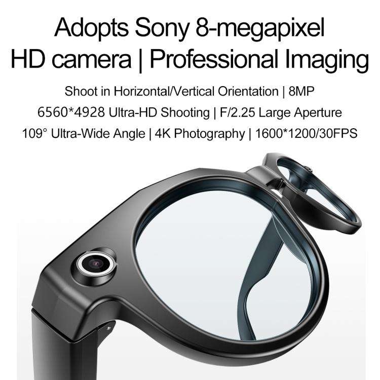 W611Pro Smart AI Glasses 8MP Camera, WIFI, AI Translation(Black Frame Anti-blue Light Lenses)