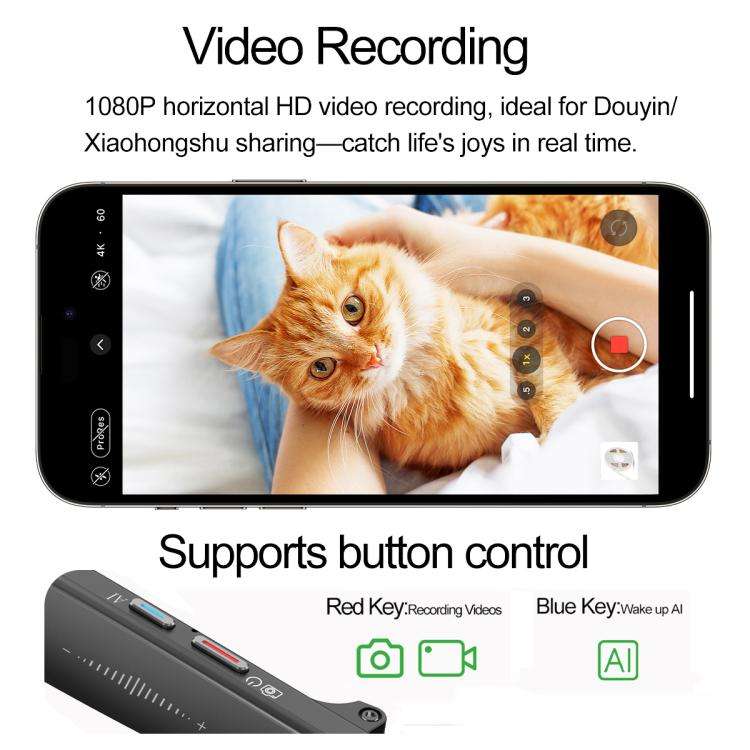 W611Pro Smart AI Glasses 8MP Camera, WIFI, AI Translation(Black Frame Anti-blue Light Lenses)