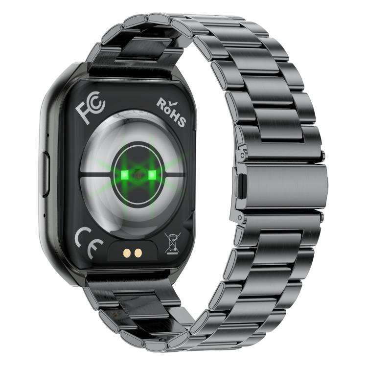 MT66 1.83-inch IPS Curved Screen Smart Watch with 1000mAh Battery(Black Case Steel Strap)