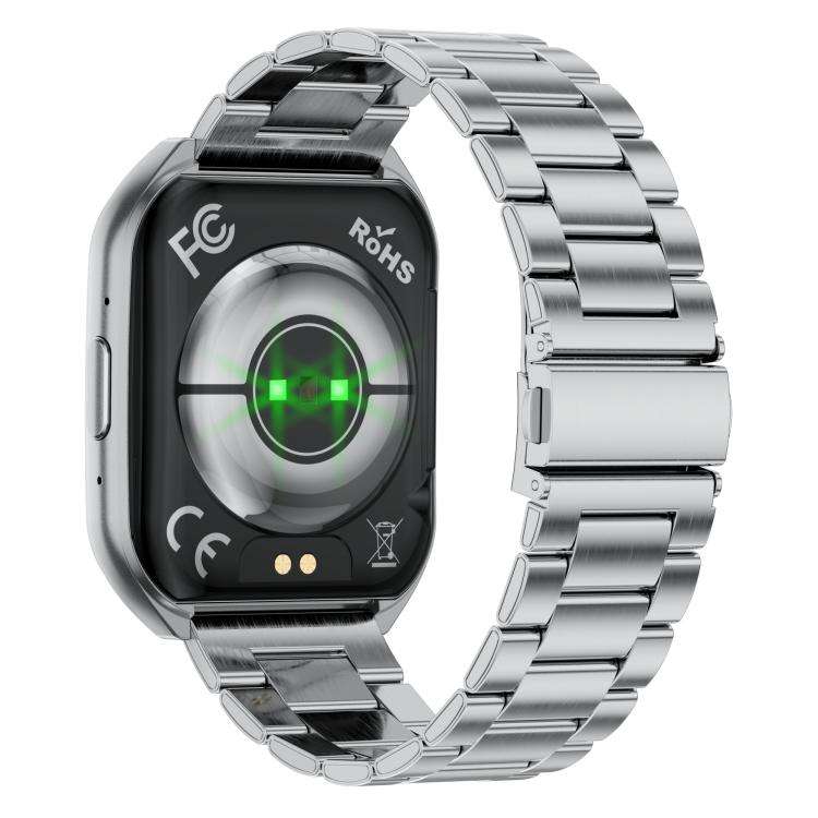 MT66 1.83-inch IPS Curved Screen Smart Watch with 1000mAh Battery(Silver Case Steel Strap)