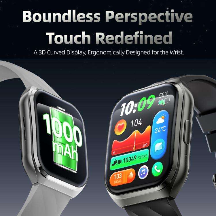 MT66 1.83-inch IPS Curved Screen Smart Watch with 1000mAh Battery(Silver Case Silicone Strap)