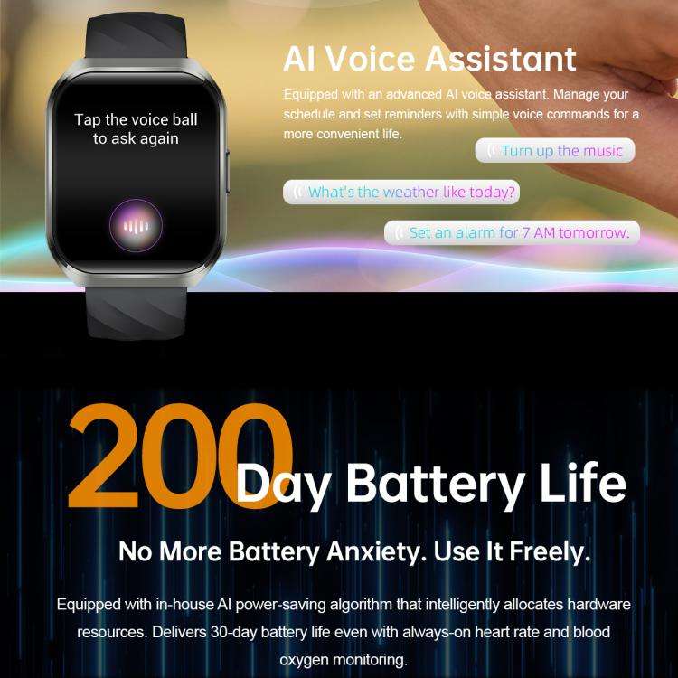 MT66 1.83-inch IPS Curved Screen Smart Watch with 1000mAh Battery(Silver Case Silicone Strap)