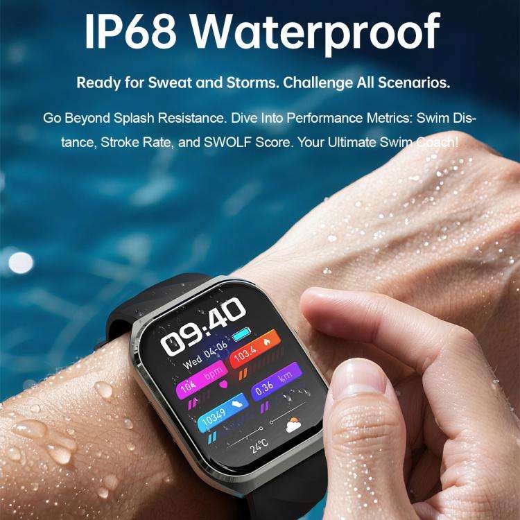 MT66 1.83-inch IPS Curved Screen Smart Watch with 1000mAh Battery(Silver Case Leather Strap)