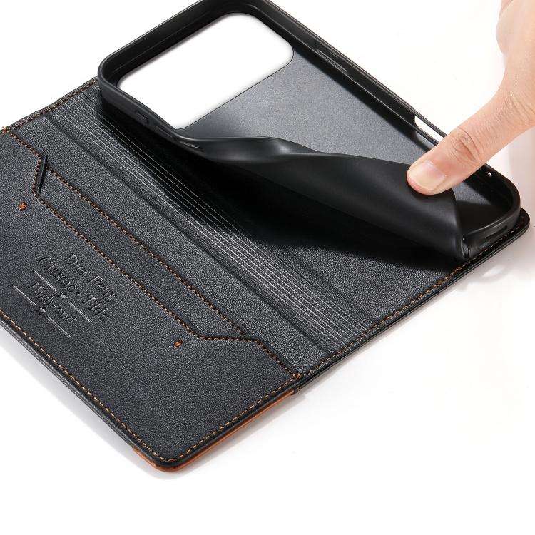 For Huawei Nova 15 Pro Dierfeng Splicing Strong Magnetic RFID Vegan Leather Phone Case(Black)