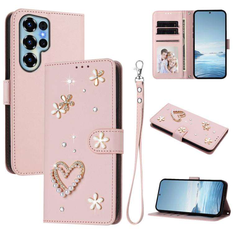 For Doogee Note 56X / 56X Pro ZS01 Double-Layer Heart Floral Vegan Leather Phone Case with Wrist ...