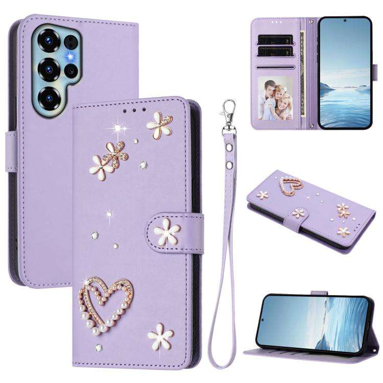 For Doogee Note 56X / 56X Pro ZS01 Double-Layer Heart Floral Vegan Leather Phone Case with Wrist ...