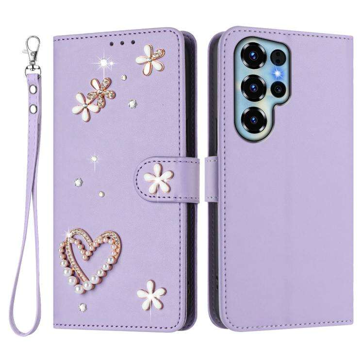 For Doogee Note 56X / 56X Pro ZS01 Double-Layer Heart Floral Vegan Leather Phone Case with Wrist ...