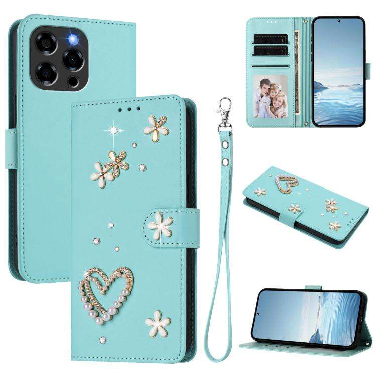 For Doogee Note 58 / 58 Pro ZS01 Double-Layer Heart Floral Vegan Leather Phone Case with Wrist St...