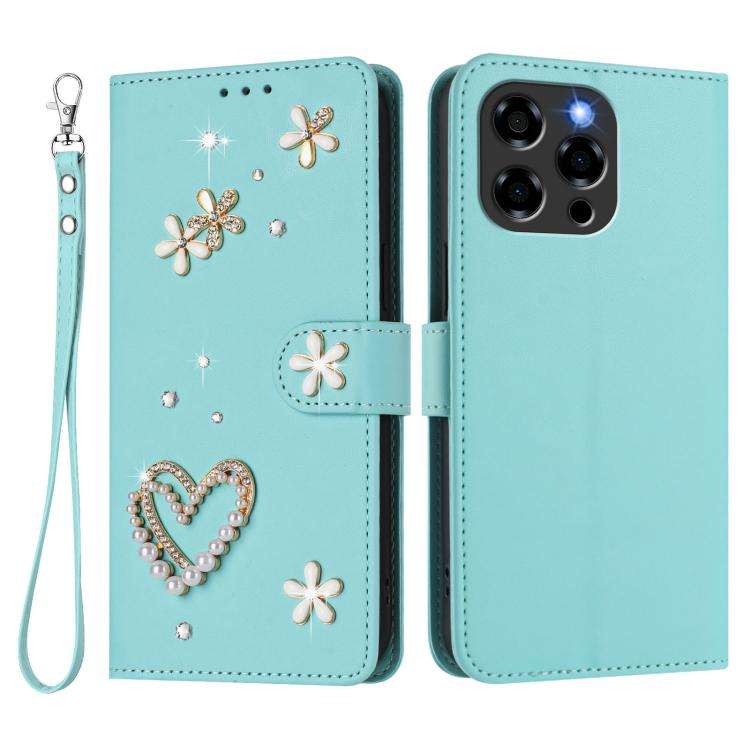 For Doogee Note 58 / 58 Pro ZS01 Double-Layer Heart Floral Vegan Leather Phone Case with Wrist St...