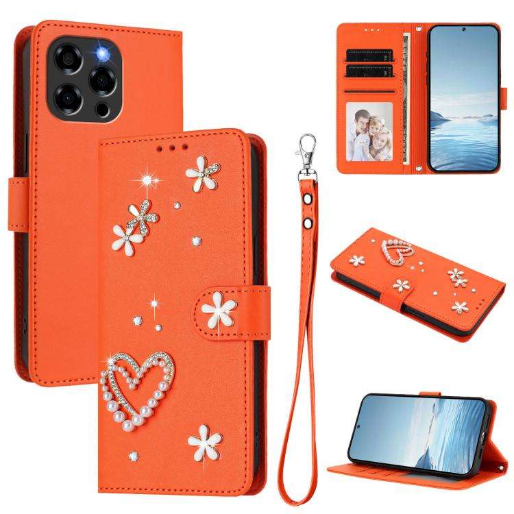 For Doogee Note 58 / 58 Pro ZS01 Double-Layer Heart Floral Vegan Leather Phone Case with Wrist St...