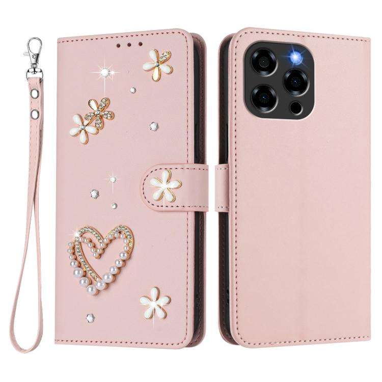 For Doogee Note 58 / 58 Pro ZS01 Double-Layer Heart Floral Vegan Leather Phone Case with Wrist St...