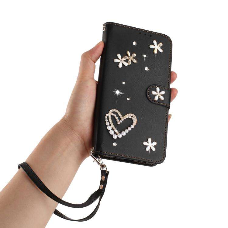 For Doogee Note 58 / 58 Pro ZS01 Double-Layer Heart Floral Vegan Leather Phone Case with Wrist St...