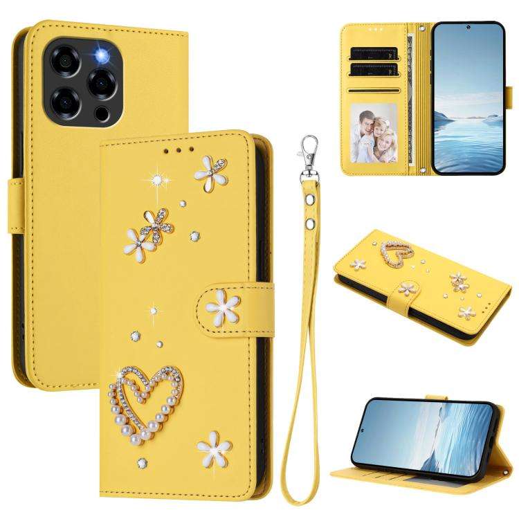 For Doogee Note 58 / 58 Pro ZS01 Double-Layer Heart Floral Vegan Leather Phone Case with Wrist St...
