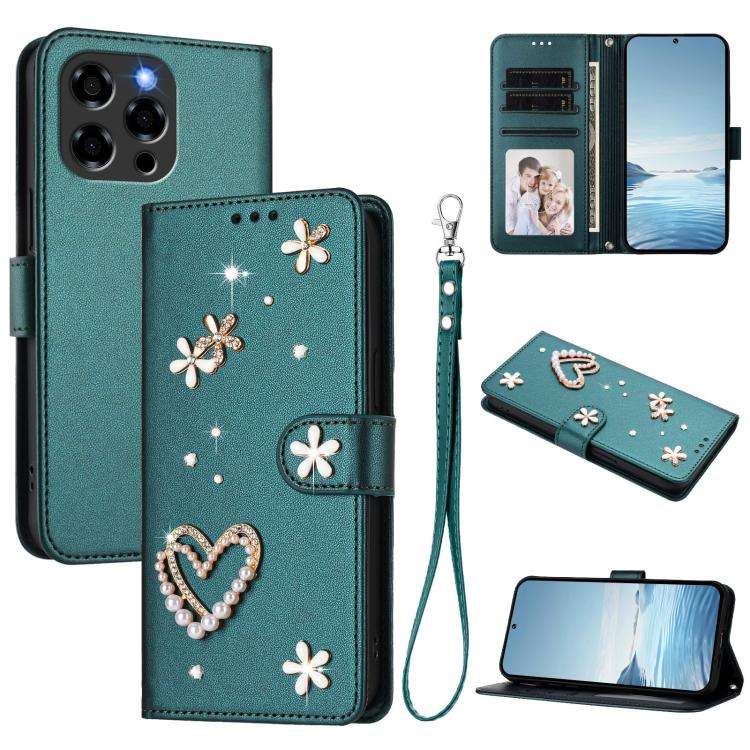 For Doogee Note 58 / 58 Pro ZS01 Double-Layer Heart Floral Vegan Leather Phone Case with Wrist St...