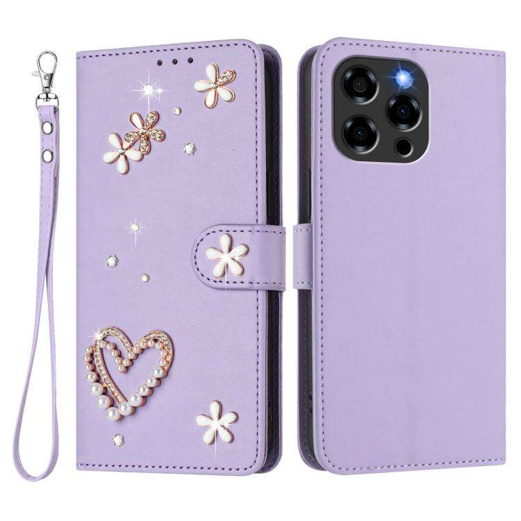 For Doogee Note 58 / 58 Pro ZS01 Double-Layer Heart Floral Vegan Leather Phone Case with Wrist St...