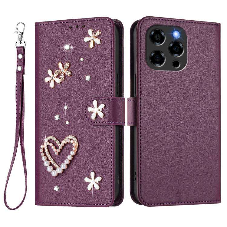 For Doogee Note 58 / 58 Pro ZS01 Double-Layer Heart Floral Vegan Leather Phone Case with Wrist St...