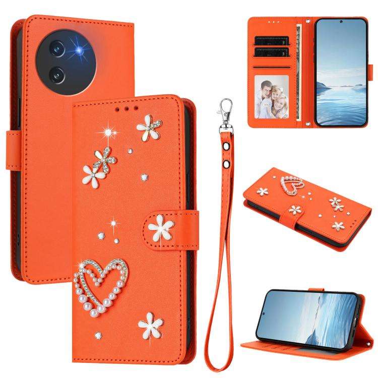 For Doogee Note 59 5G / 59 Pro ZS01 Double-Layer Heart Floral Vegan Leather Phone Case with Wrist...