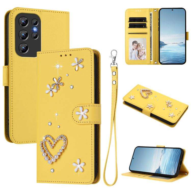 For Oukitel C1 / C1 Pro ZS01 Double-Layer Heart Floral Vegan Leather Phone Case with Wrist Strap(...
