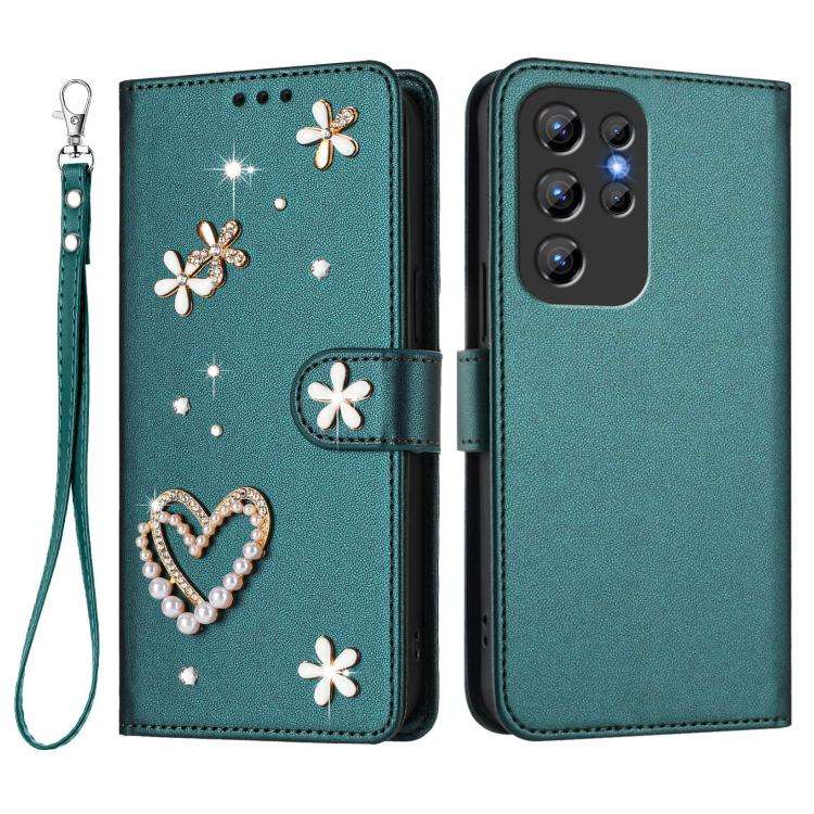 For Oukitel C1 / C1 Pro ZS01 Double-Layer Heart Floral Vegan Leather Phone Case with Wrist Strap(...