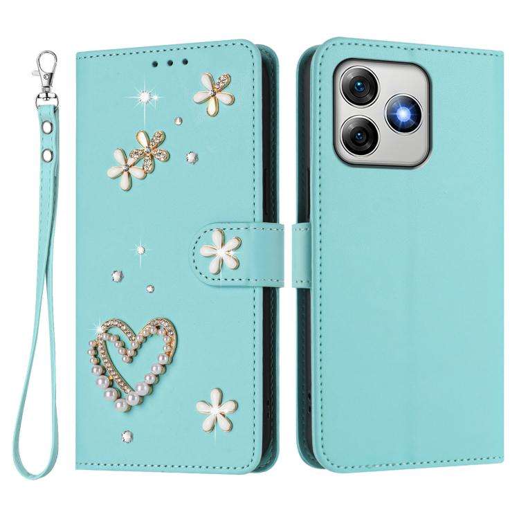 For Ulefone Note 18 Ultra/Note 18 Pro ZS01 Double-Layer Heart Floral Vegan Leather Phone Case wit...
