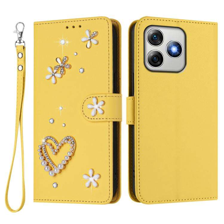 For Ulefone Note 18 Ultra/Note 18 Pro ZS01 Double-Layer Heart Floral Vegan Leather Phone Case wit...