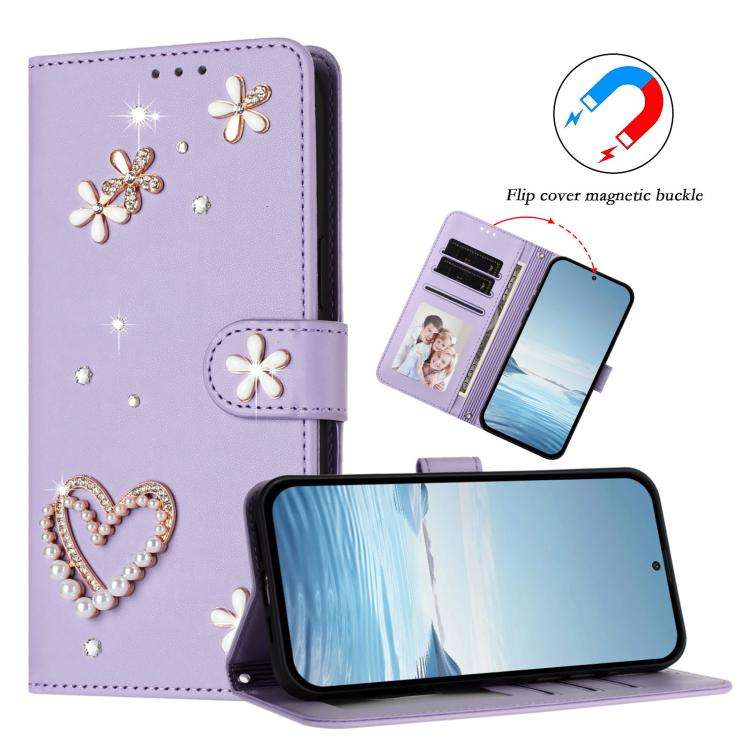For Ulefone Note 18 Ultra/Note 18 Pro ZS01 Double-Layer Heart Floral Vegan Leather Phone Case wit...