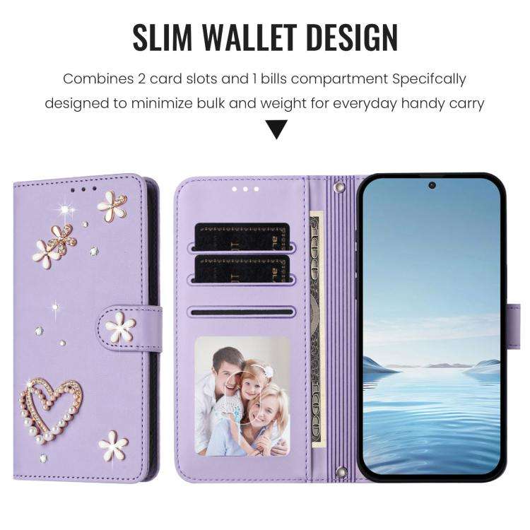 For Ulefone Note 18 Ultra/Note 18 Pro ZS01 Double-Layer Heart Floral Vegan Leather Phone Case wit...