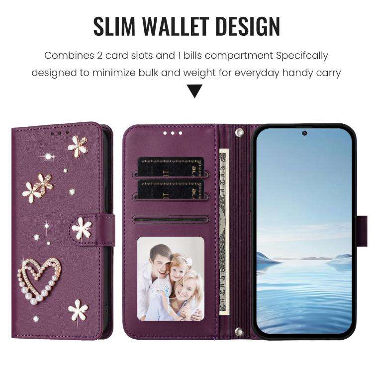 For Ulefone Note 18 Ultra/Note 18 Pro ZS01 Double-Layer Heart Floral Vegan Leather Phone Case wit...
