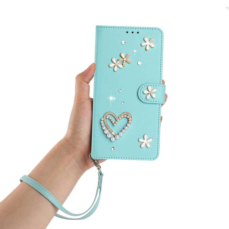 For Ulefone Note 20 Pro ZS01 Double-Layer Heart Floral Vegan Leather Phone Case with Wrist Strap(...