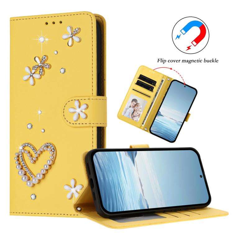 For Ulefone Note 20 Pro ZS01 Double-Layer Heart Floral Vegan Leather Phone Case with Wrist Strap(...