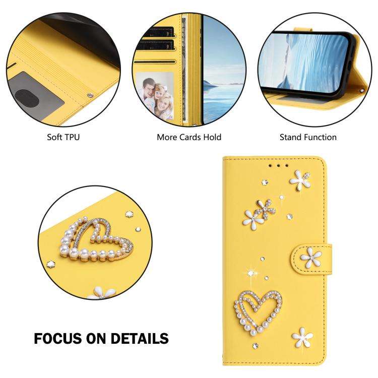 For Ulefone Note 20 Pro ZS01 Double-Layer Heart Floral Vegan Leather Phone Case with Wrist Strap(...