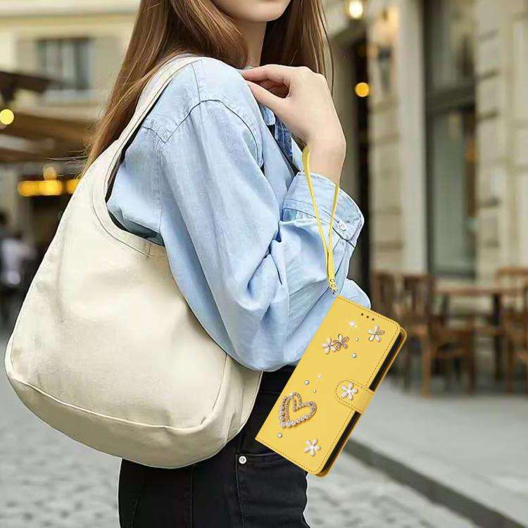 For Ulefone Note 20 Pro ZS01 Double-Layer Heart Floral Vegan Leather Phone Case with Wrist Strap(...