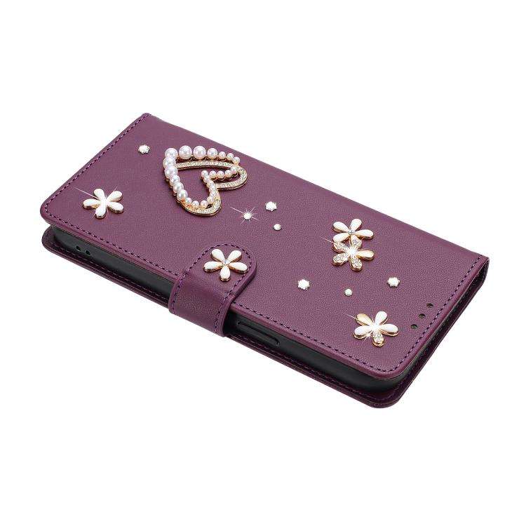 For Ulefone Note 20 Pro ZS01 Double-Layer Heart Floral Vegan Leather Phone Case with Wrist Strap(...