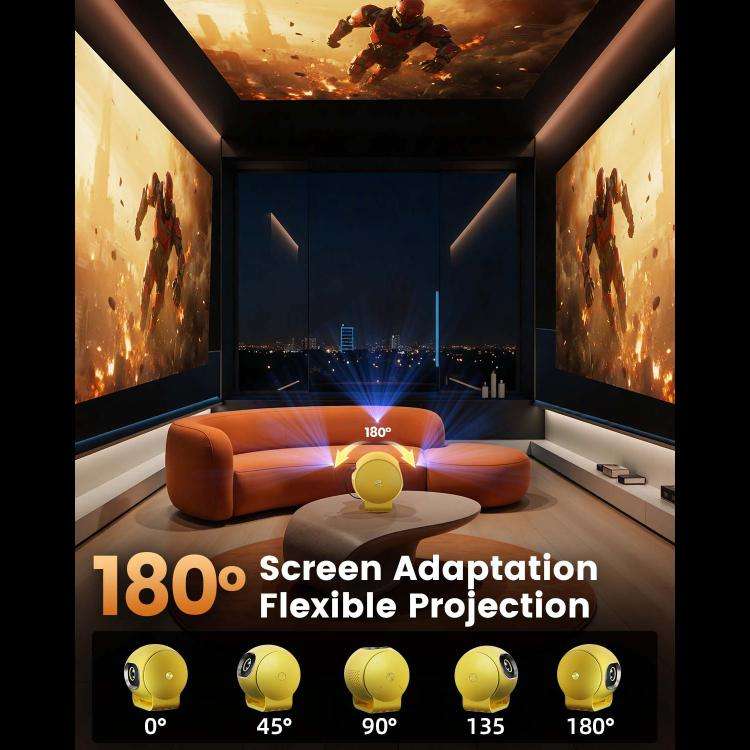 Q3 720P 150ANSI LCD Display Smart Projector, 1GB+8GB, Electric Focus, Plug:UK Plug(Yellow)
