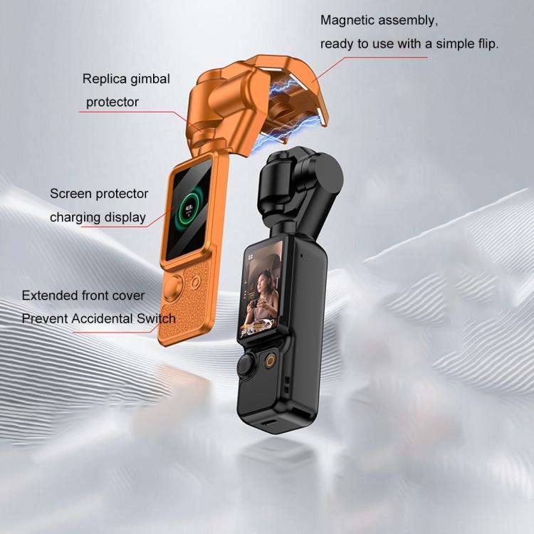 For DJI OSMO Pocket 3 GKK Gimbal Cover Screen Magnetic Full Cover with Strap(Grey)