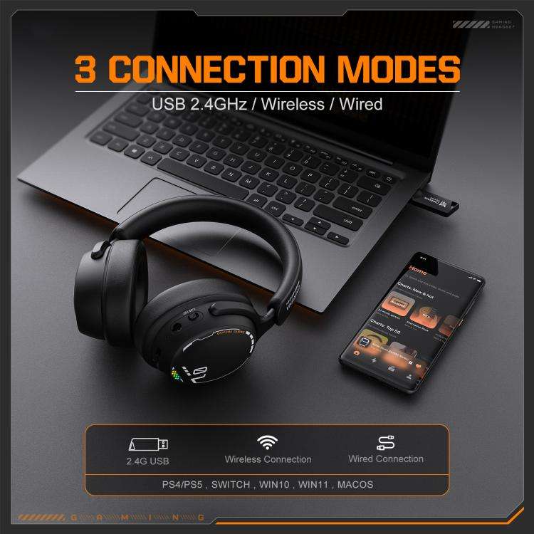 ONIKUMA GT886 Tri-mode Bluetooth 2.4G Wired E-sports Game Headset(Black)
