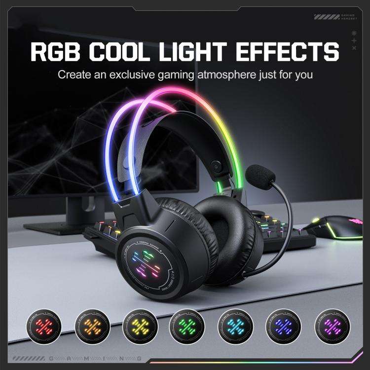 ONIKUMA GT889 Tri-mode RGB Bluetooth 2.4G Wired Gaming Headset(Black)