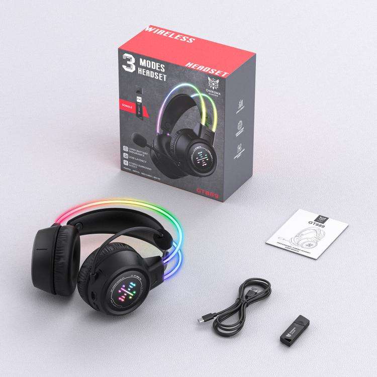 ONIKUMA GT889 Tri-mode RGB Bluetooth 2.4G Wired Gaming Headset(Black)