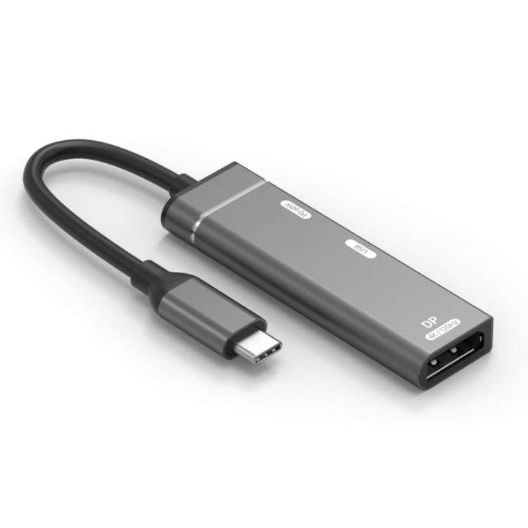 60W Type-C to Type-C, USB-A, 4K DisplayPort HUB Docking Station(Grey)