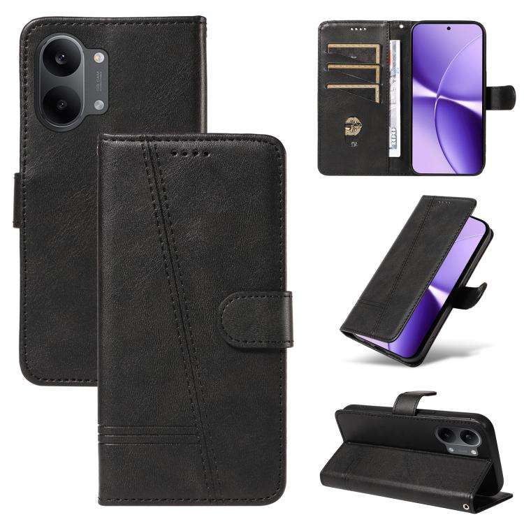 For Redmi Turbo 5 Max 5G T-type Stitch Leather Phone Case(Black)