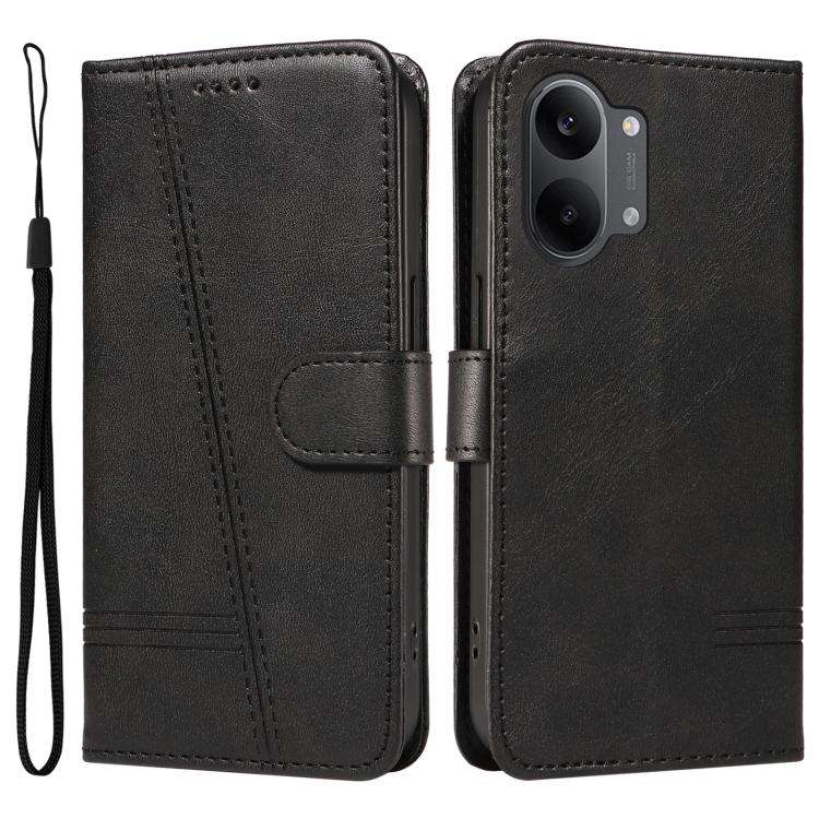 For Redmi Turbo 5 Max 5G T-type Stitch Leather Phone Case(Black)